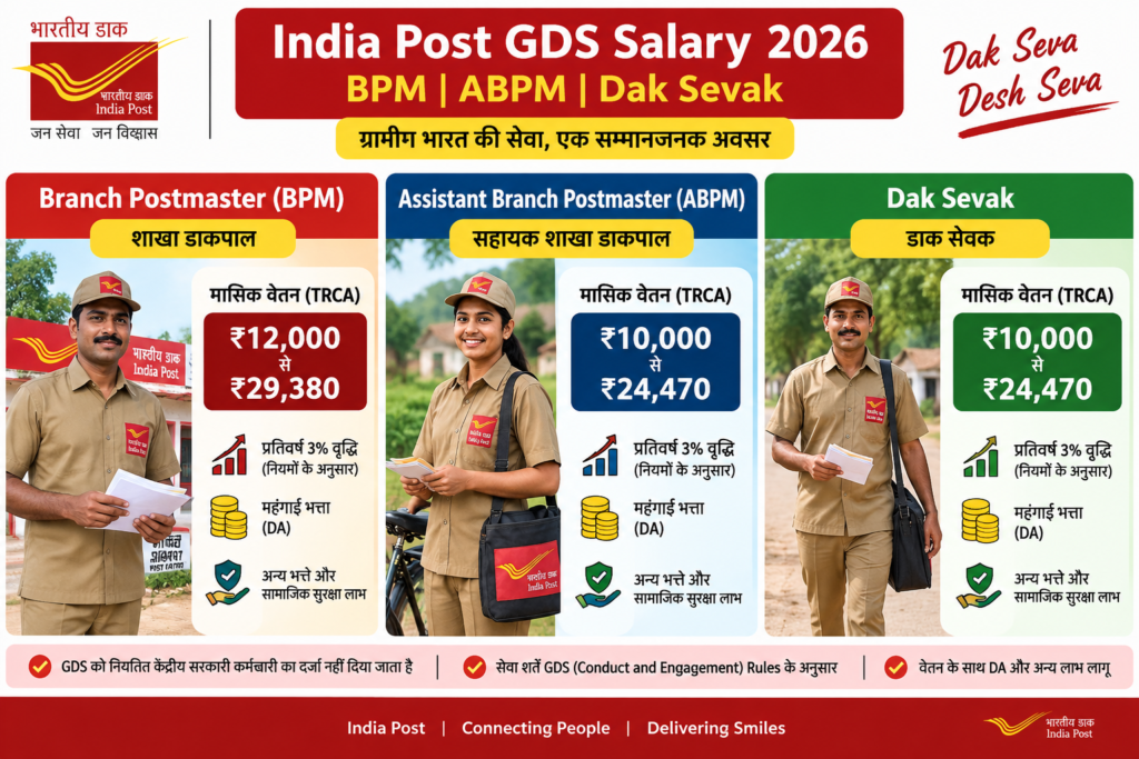 India Post GDS Salary 2026 for BPM, ABPM and Dak Sevak