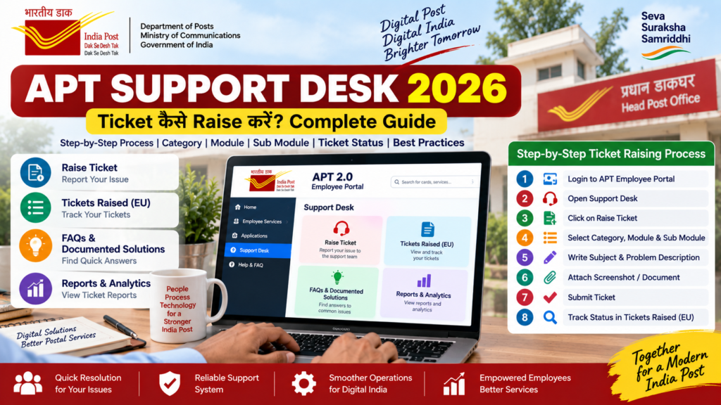 APT Support Desk 2026 – India Post APT 2.0 Ticket Raising and Tracking Guide