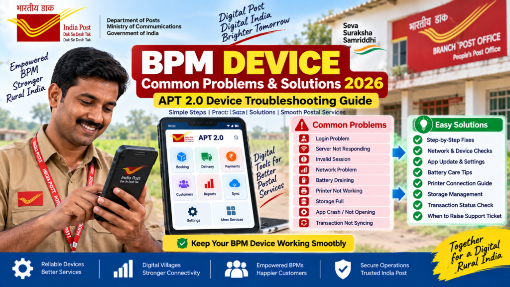 BPM Device Common Problems & Solutions 2026 – India Post APT 2.0 Device Troubleshooting