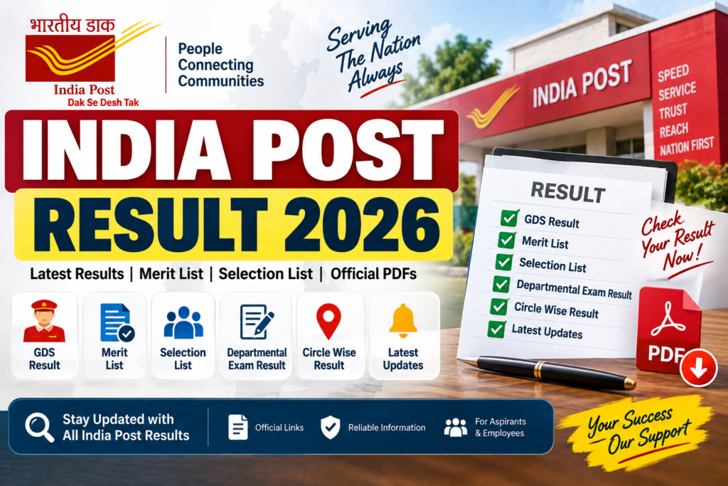 India Post Result 2026 – GDS Result, Merit List and Selection List
