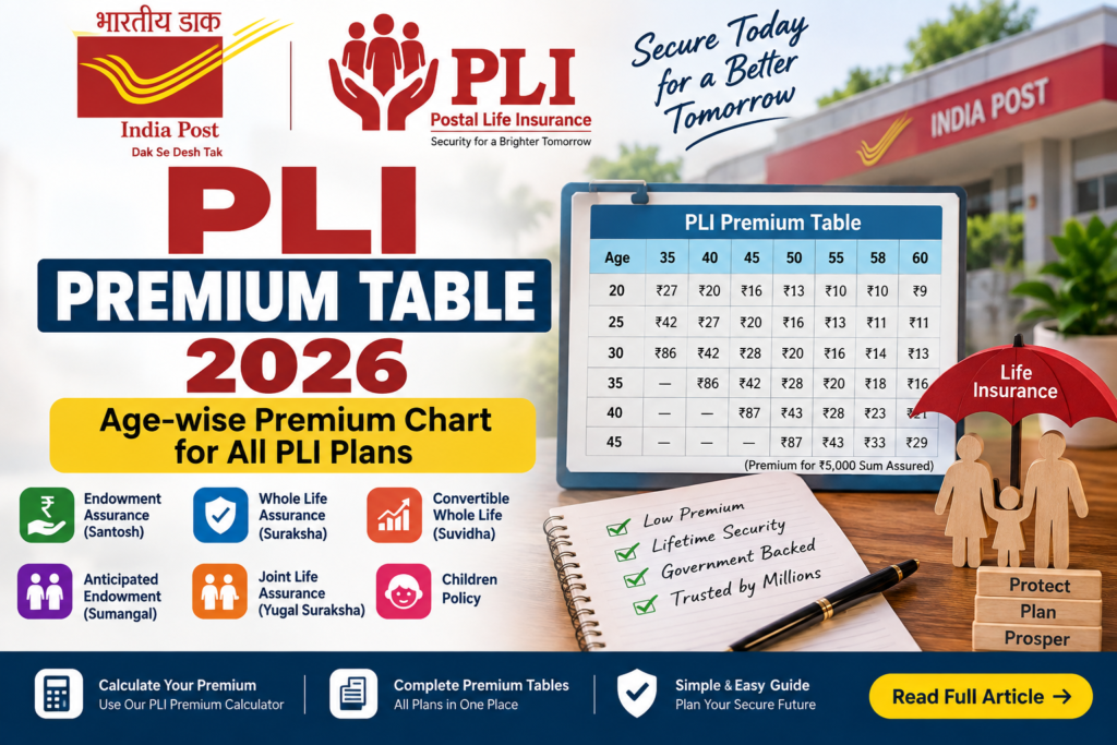 PLI Premium Table 2026 – Age Wise Premium Chart