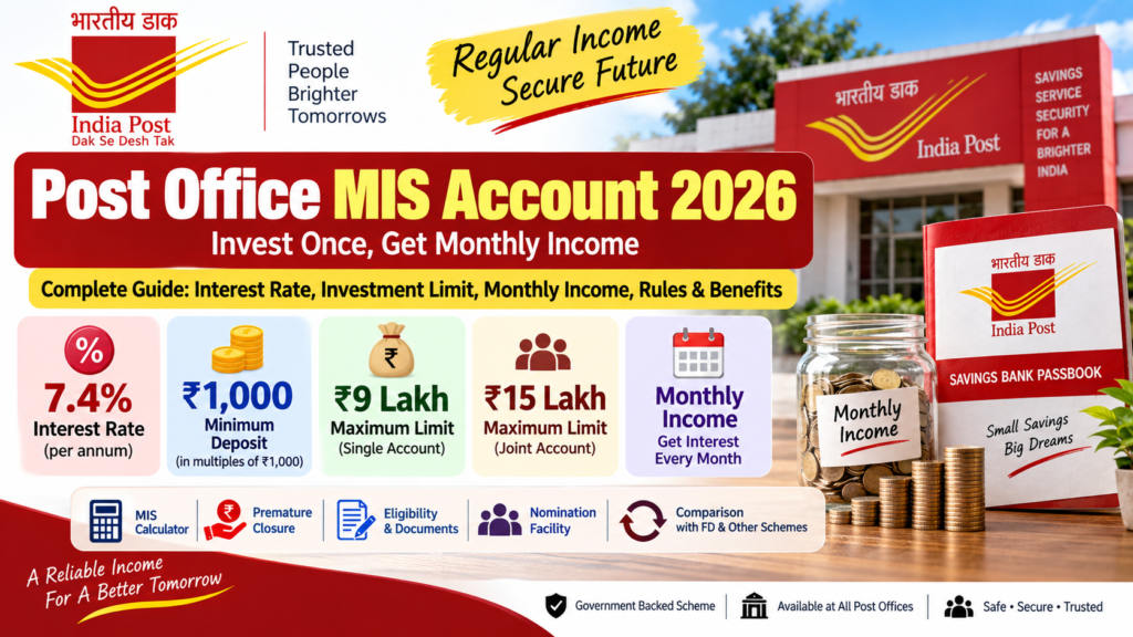 Post Office MIS Account 2026 Interest Rate 7.4 Percent Monthly Income