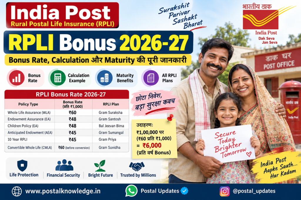 RPLI Bonus 2026-27 Bonus Rate Calculation and Maturity