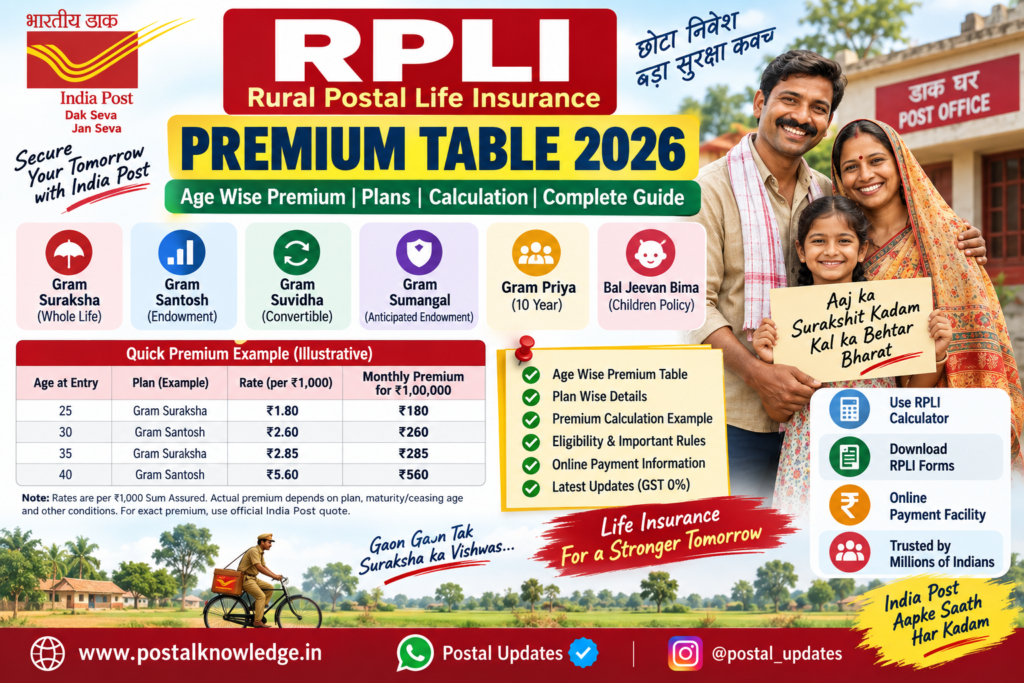 RPLI Premium Table 2026 Age Wise Premium Plans and Calculation