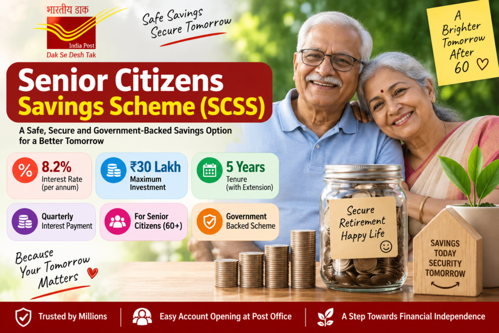 Senior Citizens Saving Scheme SCSS 2026 interest rate 8.2 percent and ₹30 lakh investment limit